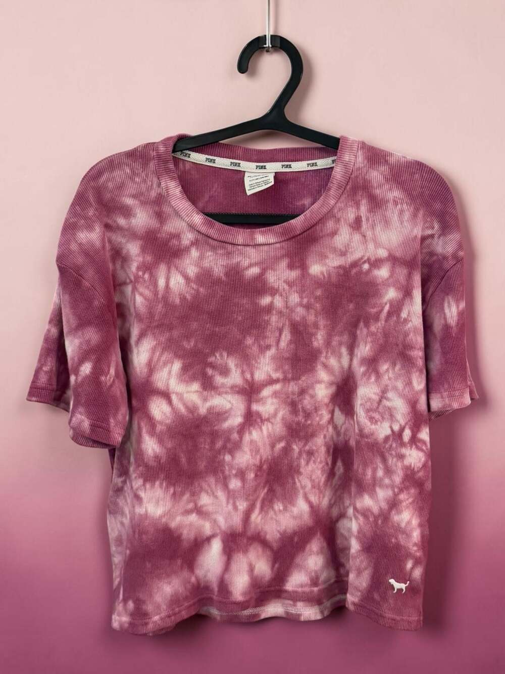 PINK Victoria's Secret Ribbed Tie-Dye Short Sleeve T-Shirt Size S